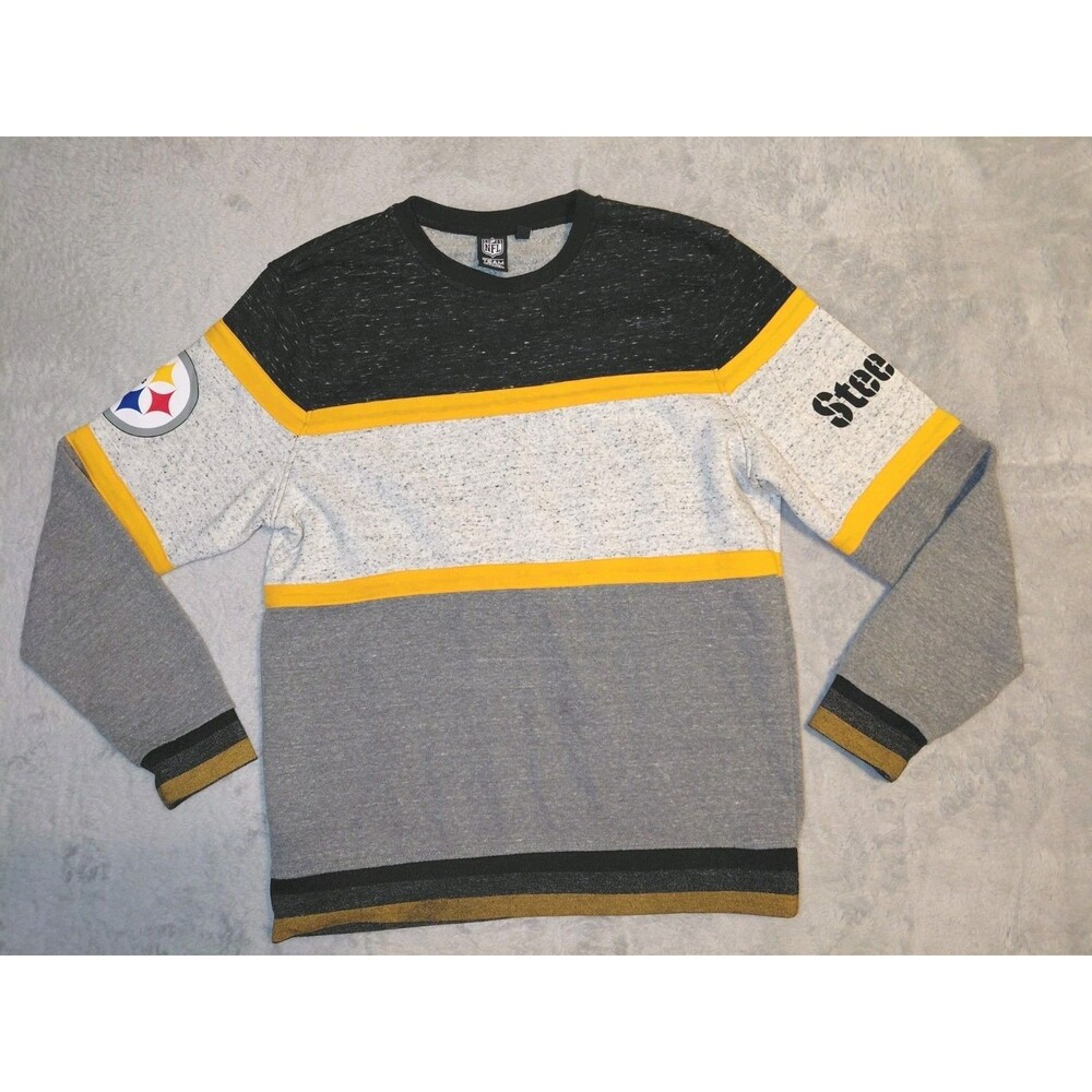PITTSBURGH STEELERS Sweater Mens Medium Pullover Crew Stripe NFL Team Apparel